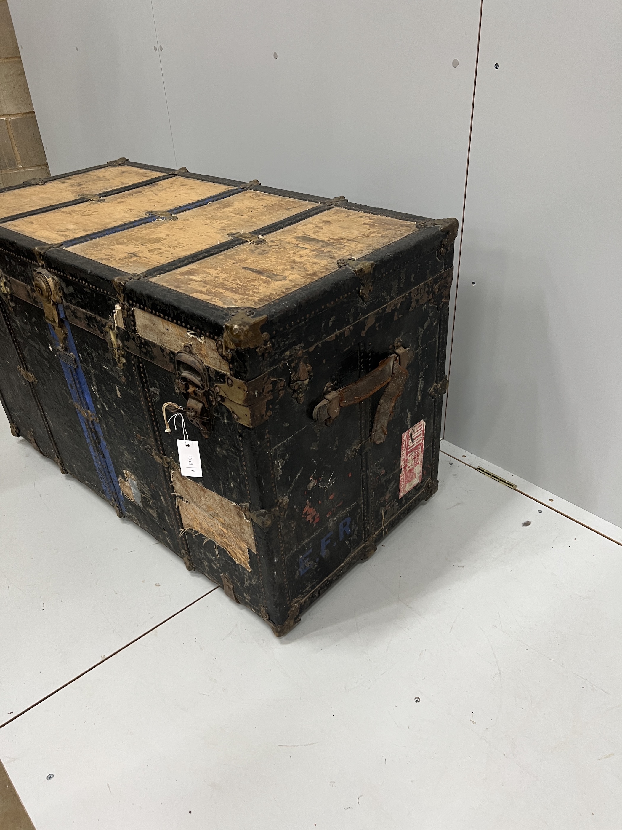 A late 19th century American travelling trunk by Haskell Brothers, Chicago, width 106cm, depth 54cm, height 67cm